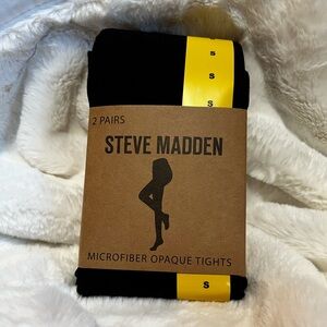 Steve Madden Black Opaque Tights 2 Pack Size Small